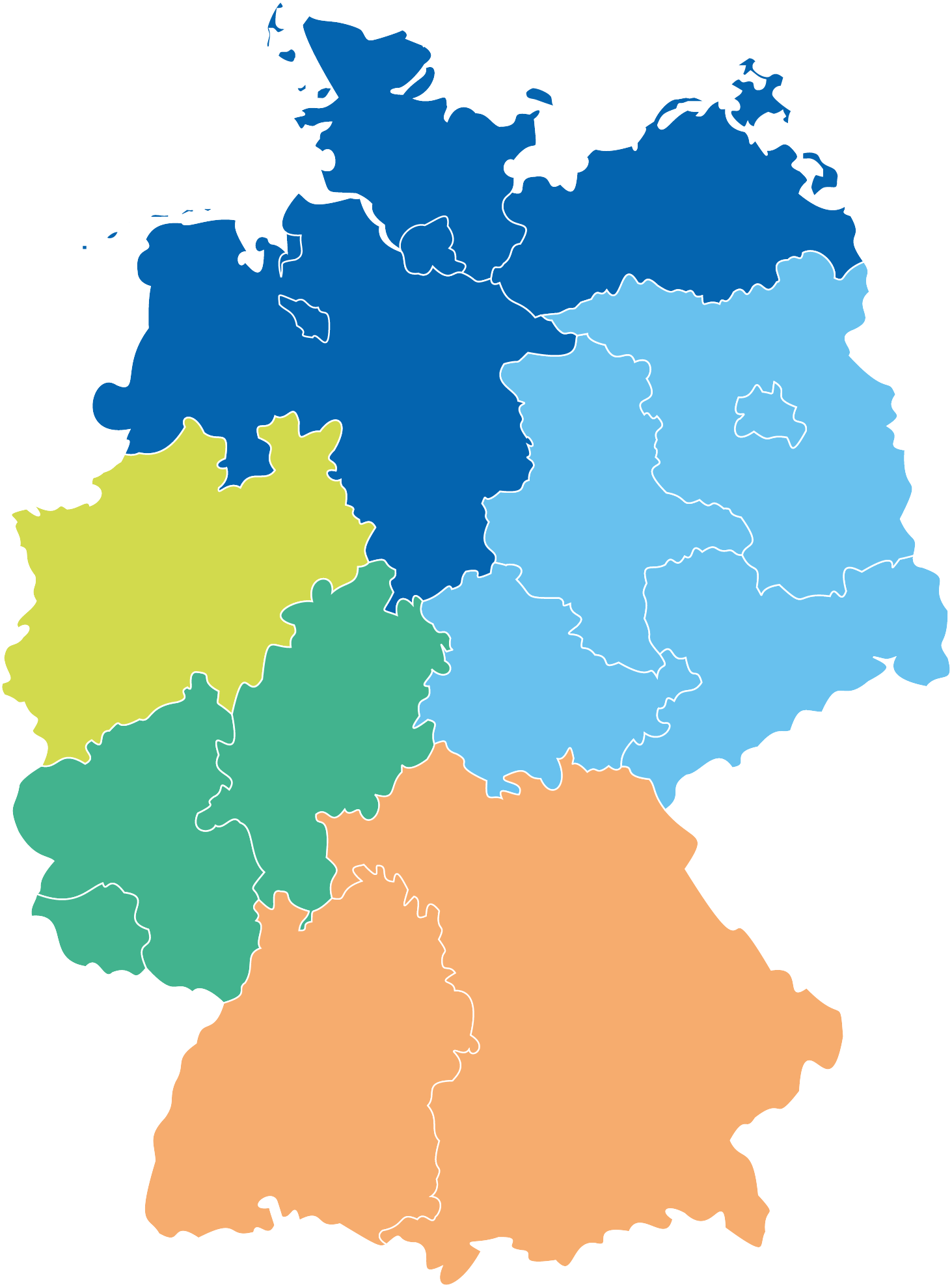 Deutschlandkarte mit den Regionalmanagerbereichen